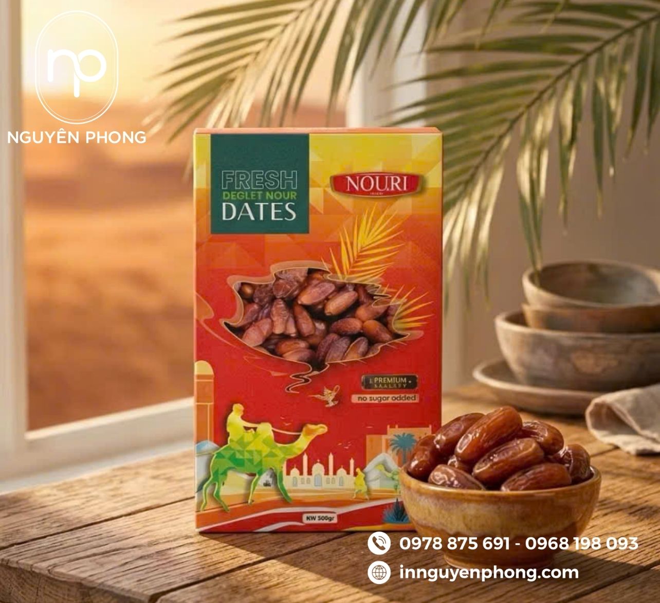 Mẫu in hộp đựng chà là cán màng cửa sổ mica 